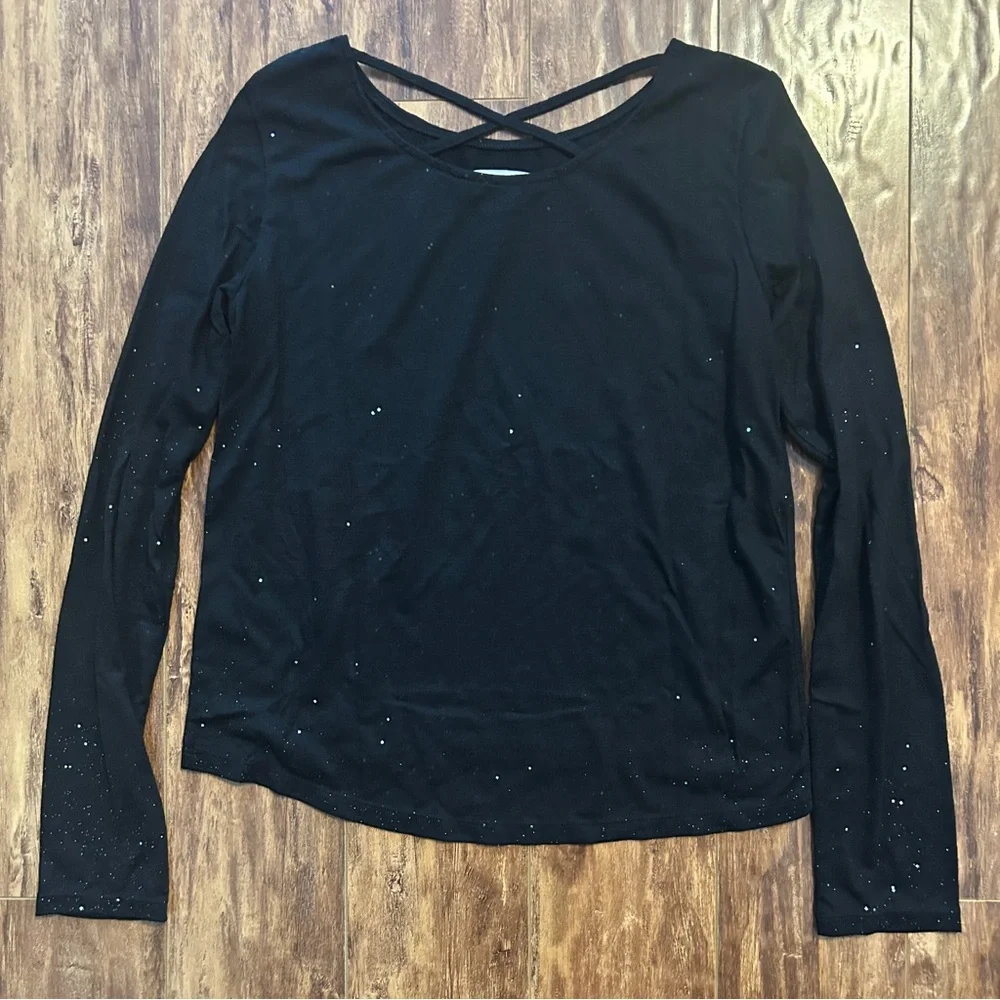 3black tops Olivia Rae vneck tshirt H&M sparklyglitter longsleeve Bluenotes tank - Picture 9 of 15